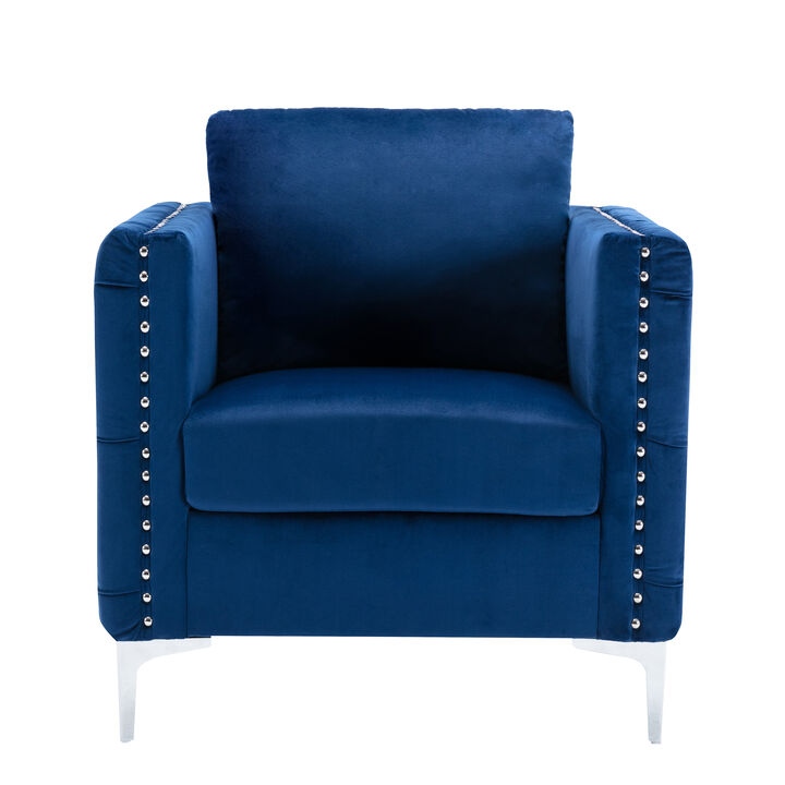 Merax Modern Velvet Armchair Tufted Button Accent Chair