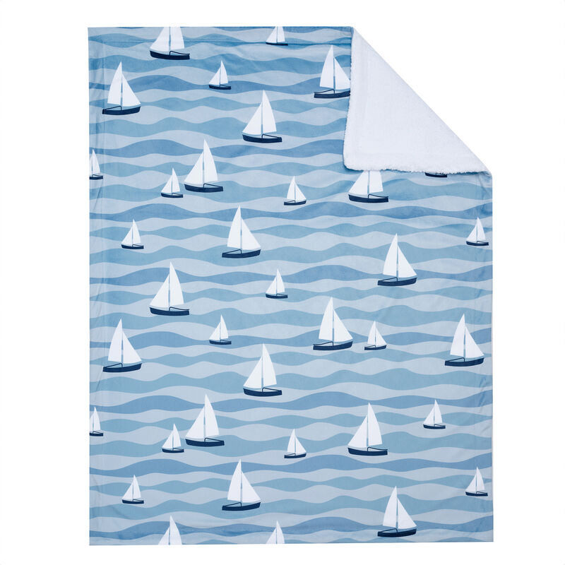 Lambs & Ivy Little Skipper Soft Luxury Nautical Sailboat Fleece Baby Blanket