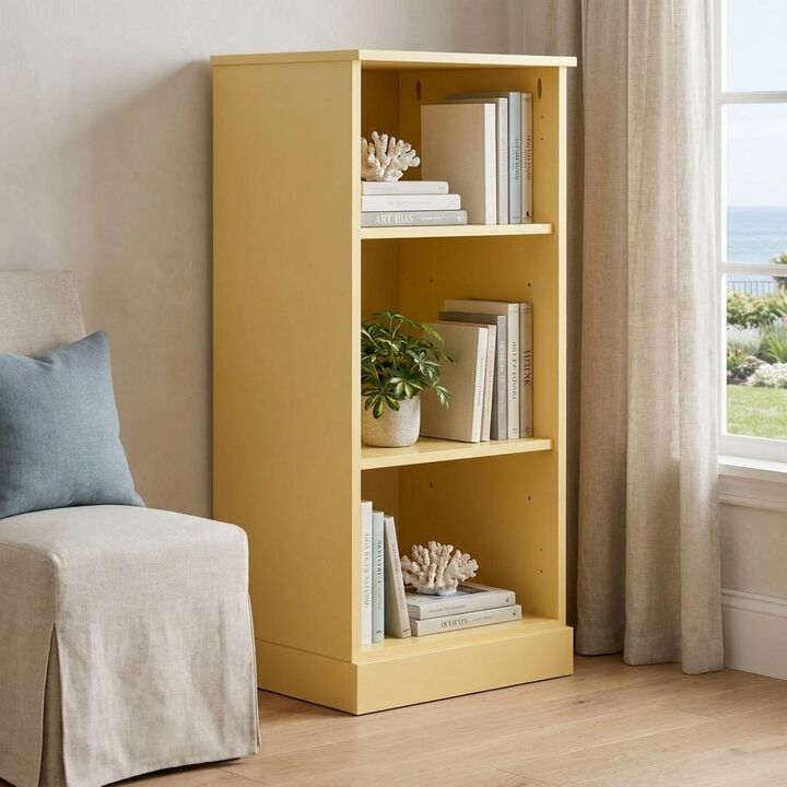 HomeRoots Solid Wood Adjustable Three Tier Library Bookcase