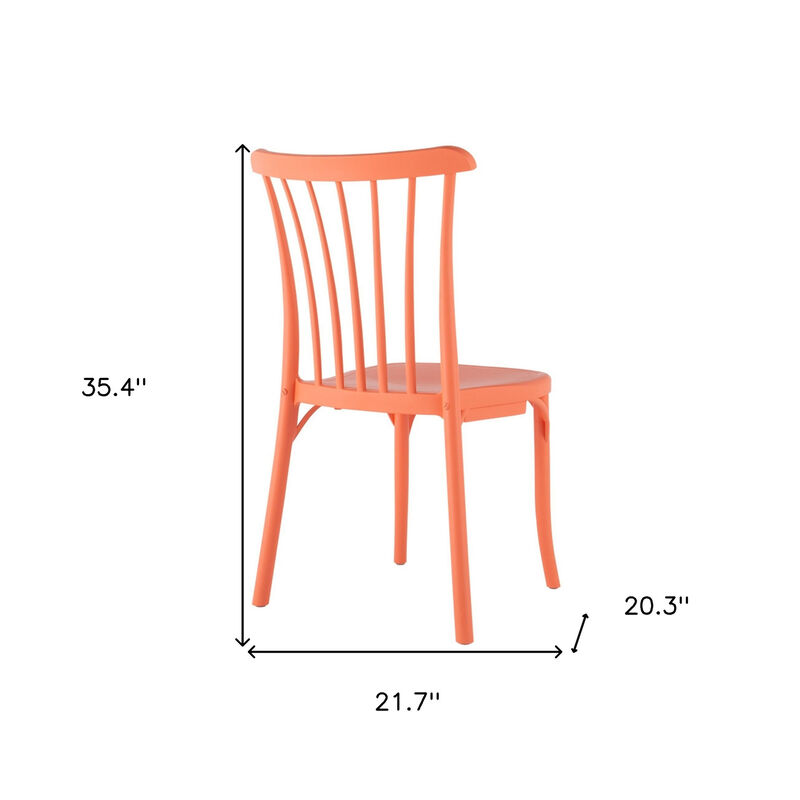 HomeRoots Set of Two Salmon Heavy Duty Plastic Outdoor Stacking Dining Chairs image number 6