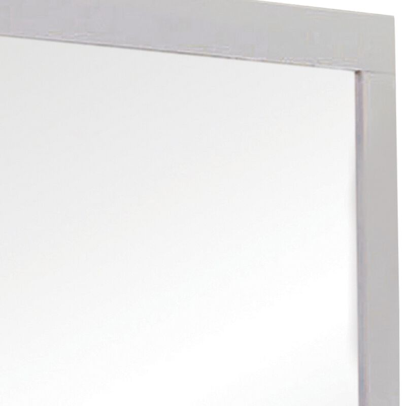Wooden Frame Mirror with Mounting Hardware, White - Benzara