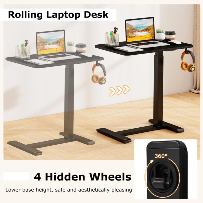 Hivvago Mobile Standing Desk Height Adjustable Overbed Bedside Table with Cup Holder