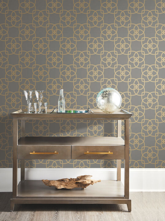 Serendipity Grey & Gold Metallic Wallpaper