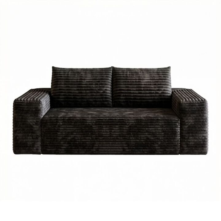 GOODSILO 63" Corduroy Fabric Sofa with Deep Seat for Comfortable Living Room Lounging and Relaxation