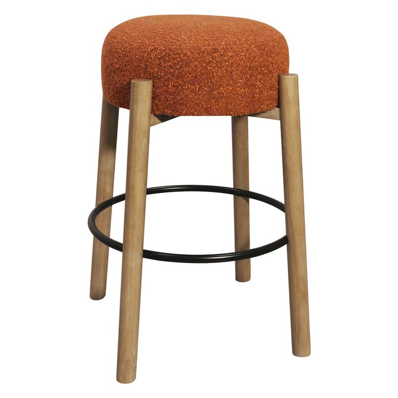 Natalia Barstool in Rust Boucle Fabric 2-Piece Set