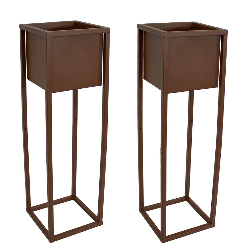 Modern Simplicity 27" H Outdoor Elevated Planter - 2-Pack