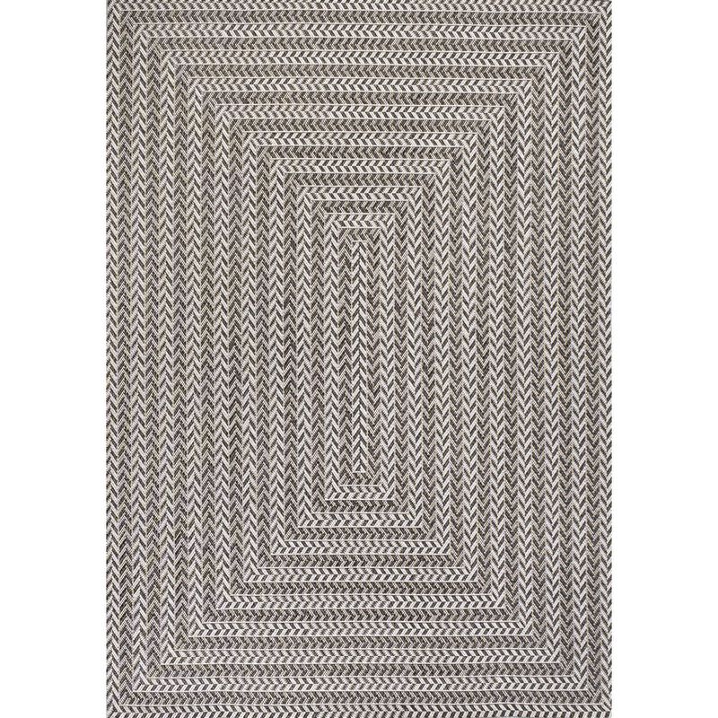 Chevron Modern Concentric Squares Indoor/Outdoor Area Rug