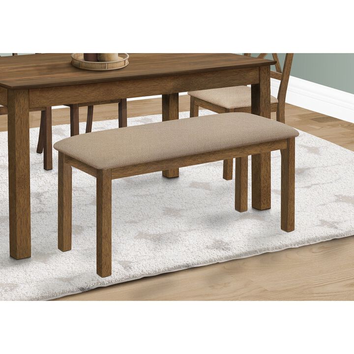 Monarch Specialties I 1317 - Bench, 42" Rectangular, Wood, Upholstered, Dining Room, Kitchen, Entryway, Brown And Beige, Transitional