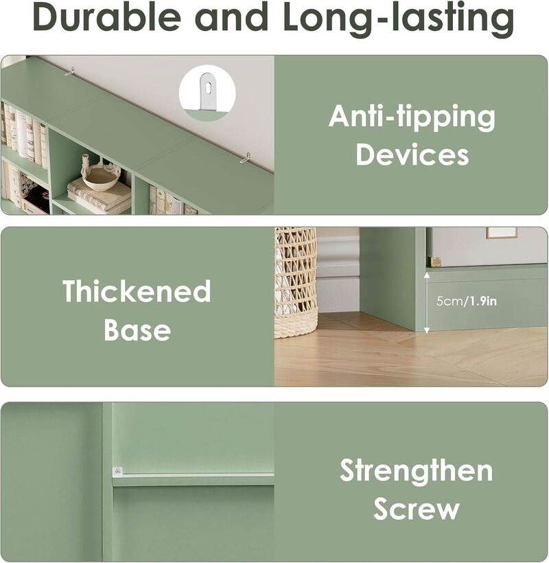 ShipItFurniture Green Triple Wide 74" Tall Six-Tier Bookshelf image number 6
