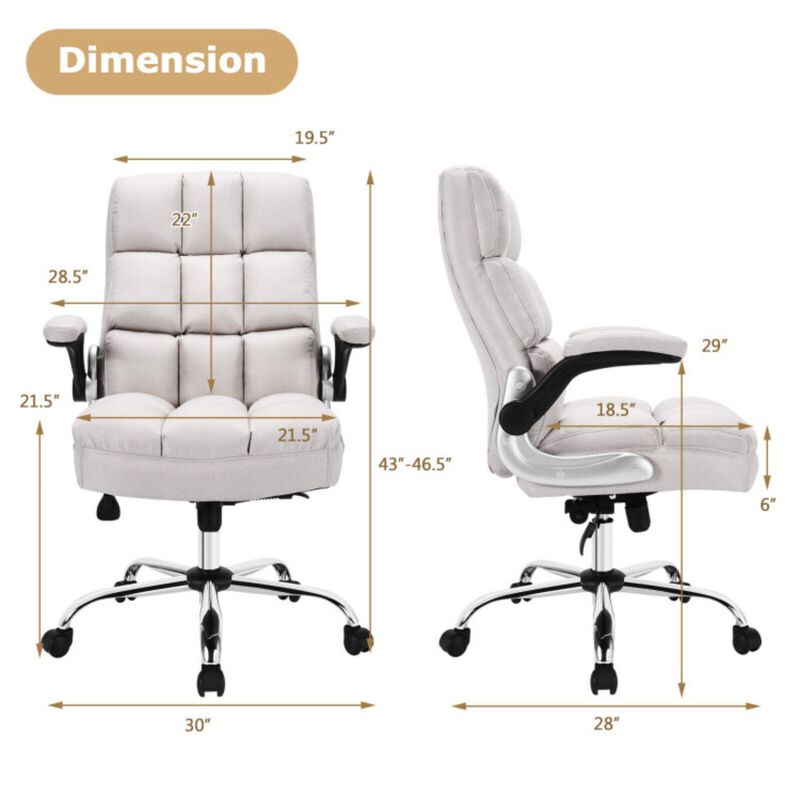 Hivvago Adjustable Swivel Office Chair with High Back and Flip-up Arm for Home and Office