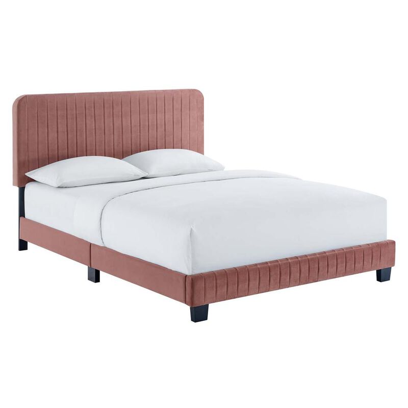 Celine Channel Tufted Performance Velvet Full Platform Bed image number 0