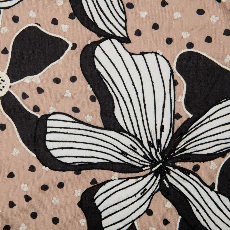 HomeRoots 20" Beige and Black Tropical Throw Pillow With Embroidery image number 5