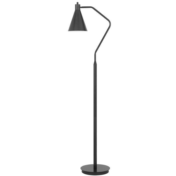 Sty 63 Inch Task Floor Lamp, Swivel Gray Shade, Angled Thin Metal Pole - Benzara