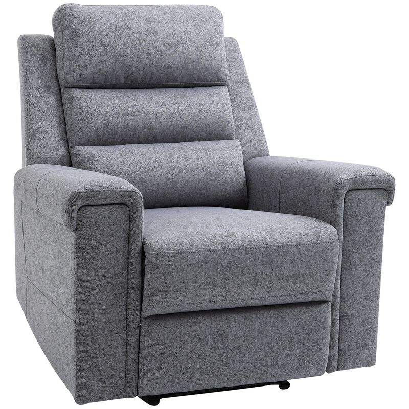 Grey Theater Seat: Modern Linen Fabric Recliner with Overstuffed Arms image number 0