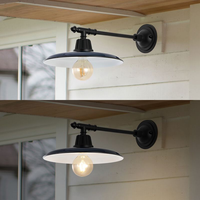 Bonner Farmhouse Industrial Indoor/Outdoor Iron LED Victorian Arm Outdoor Sconce