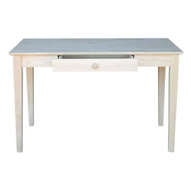 Solid Wood Writing Desk with Drawer &ndash; Unfinished Laptop Computer Table