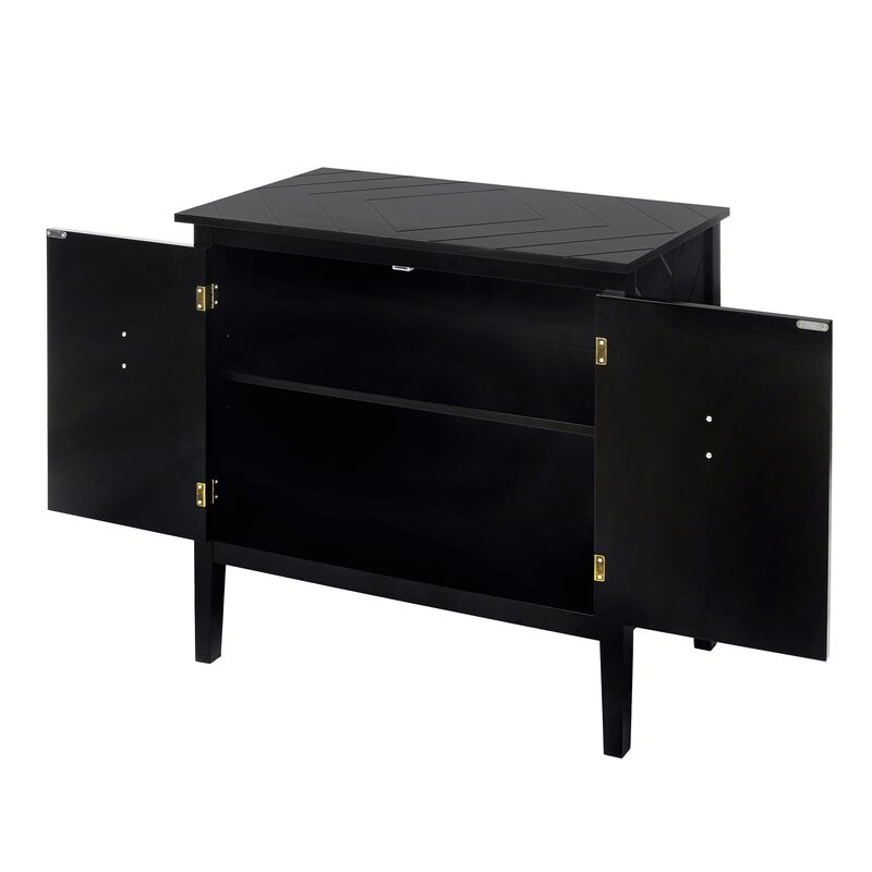 MONDAWE 2 Door Wooden Cabinets, Wood Cabinet Vintage  Style Sideboard for Living Room Dining Room Office