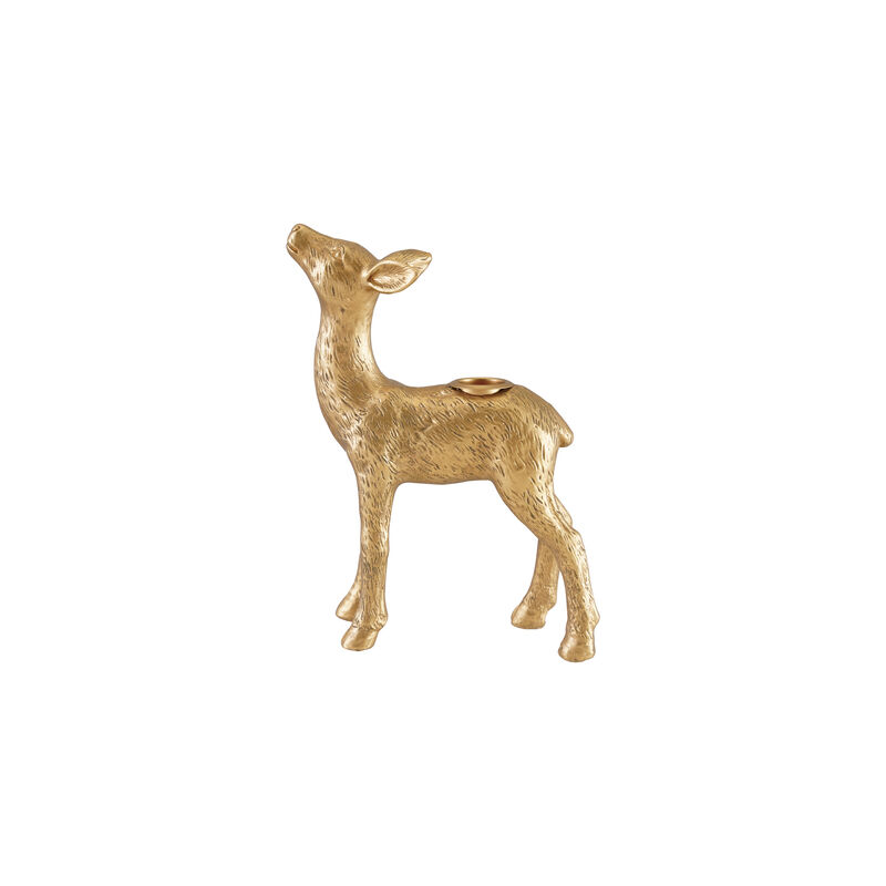 Antique Gold Deer Resin Taper Holder image number 0