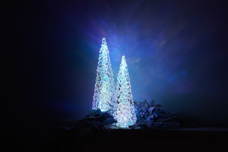 LED Iridescent Holiday Pine Tree – Decorative Light-Up Tree for Christmas Table, Entryway, or Mantel Styling