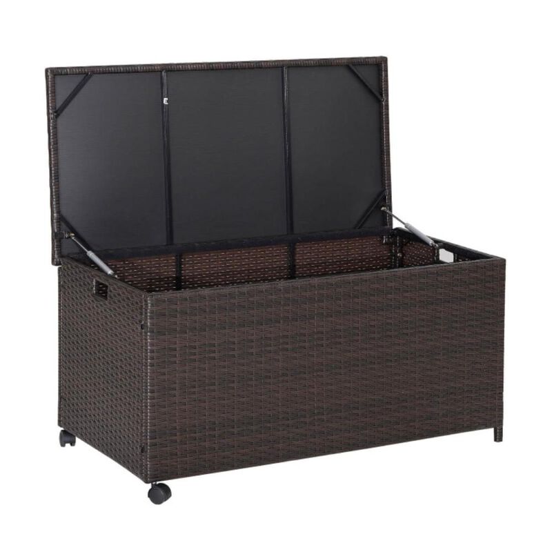 Hivvago Outdoor Wicker Storage Box with Zippered Liner