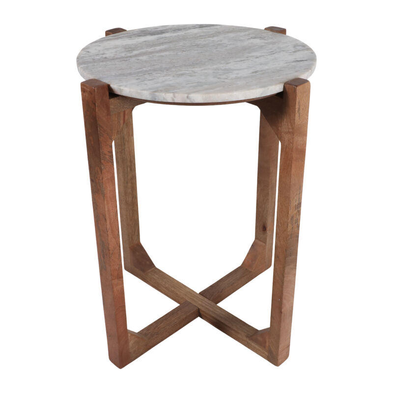 Modern Wood & Marble Accent Table image number 3