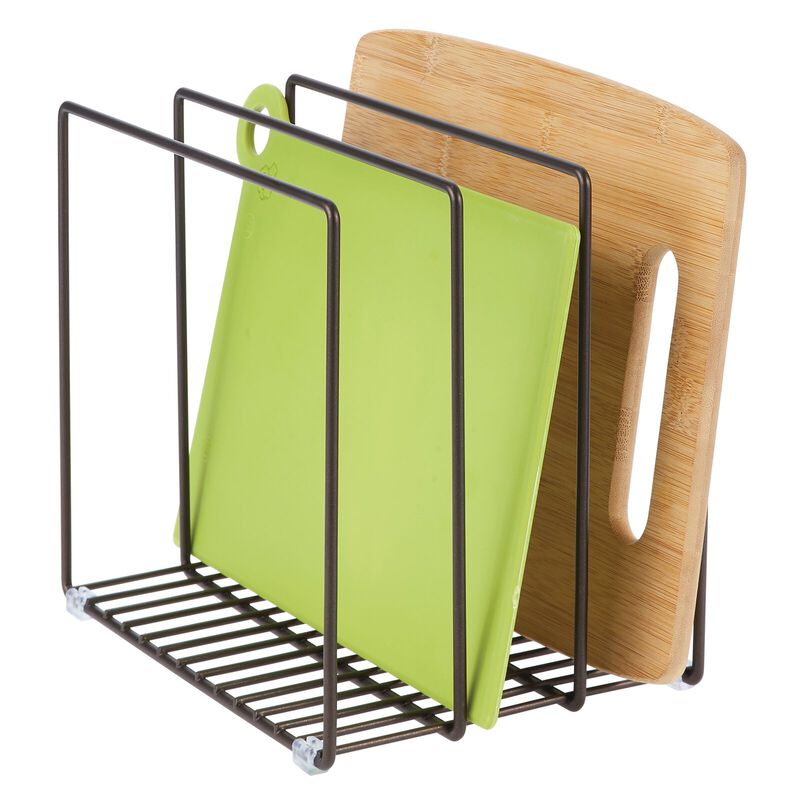 mDesign Steel Storage Tray Organizer Rack for Kitchen Cabinet