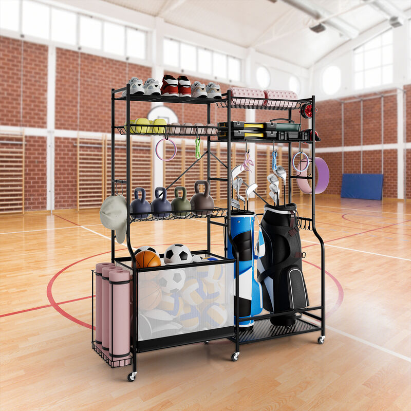 Sports Equipment Organizer Rack for Garage Storage and Organization