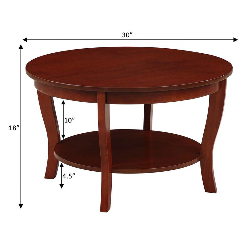 American Heritage Round Coffee Table with Shelf