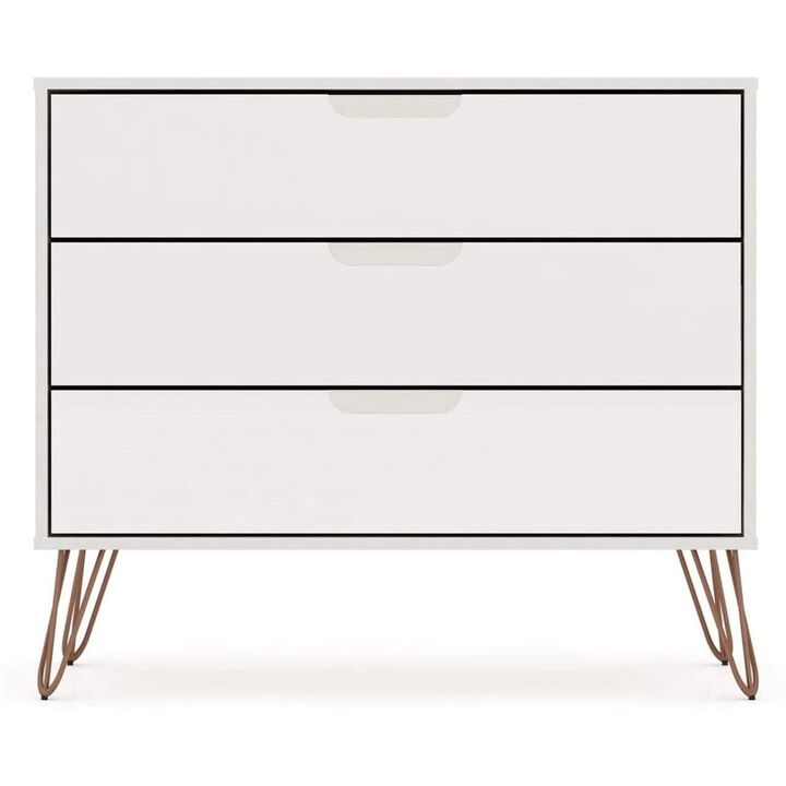 Hivvago Modern Scandinavian Style Bedroom 3-Drawer Dresser in Off-White Finish