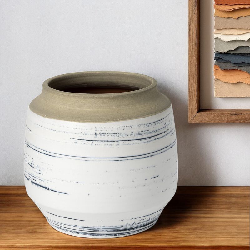 Decorative Abstract Ceramic Cylinder Vase for Living Room or Entryway