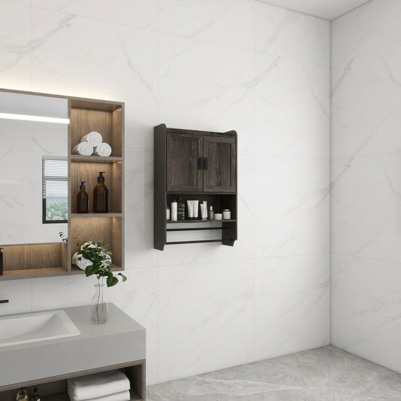 ELEMENT ACE Wall Mounted Bathroom Cabinet with Doors, Adjustable Shelf, Towel Bar, Paper Holder, Over Toilet Medicine Organizer image number 2