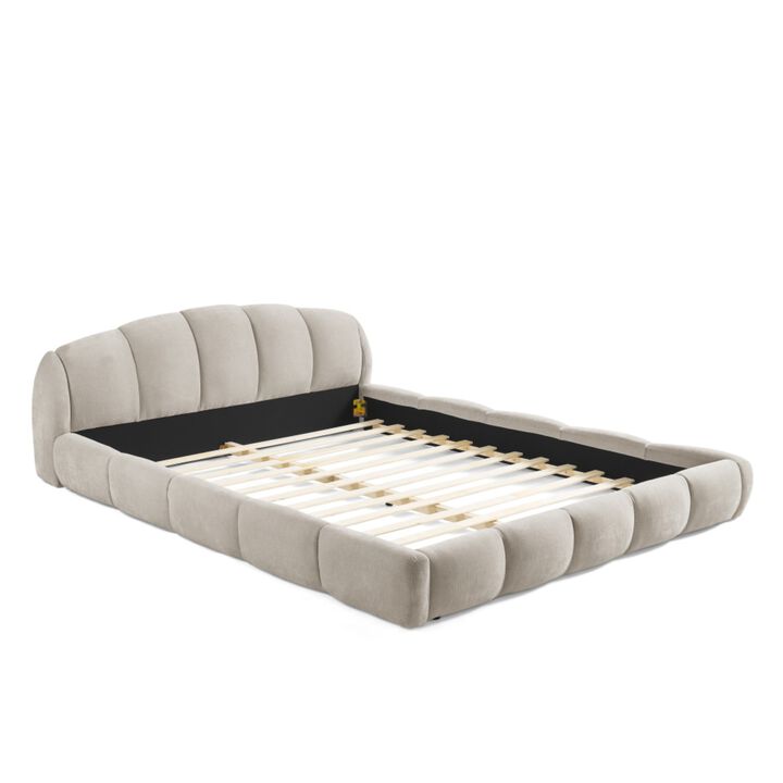 Nefjad Chenille Upholstered Platform Bed Frame