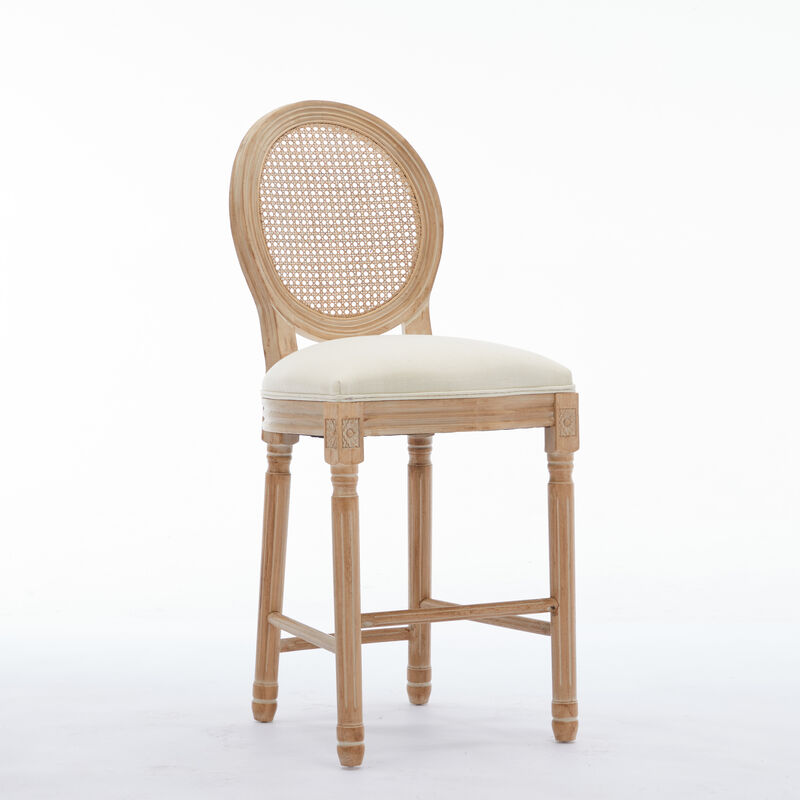 Merax French Retro Solid Wood Bar Chairs with Rattan Mesh Backrest image number 0