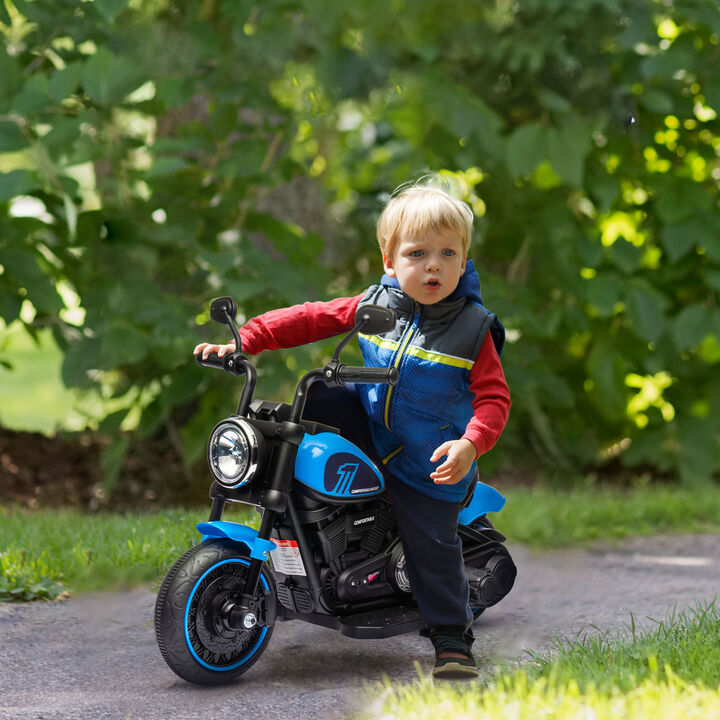 BreeBe 6V Kids Motorcycle w/ Training Wheels, Single-Button Start