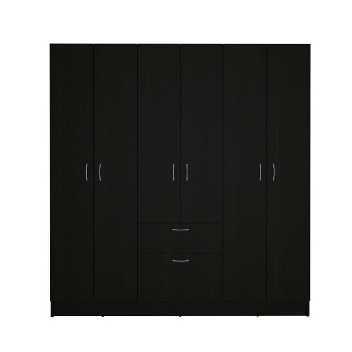 Streamdale Davenport 1-Drawer Rectangle 6-Door Armoire Black Wenge And White