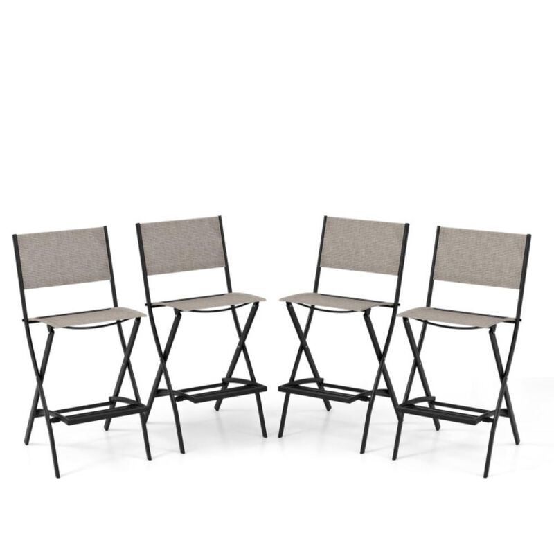 Hivvago Outdoor Folding Bar Height Stool Set of 4 with Metal Frame and Footrest image number 0