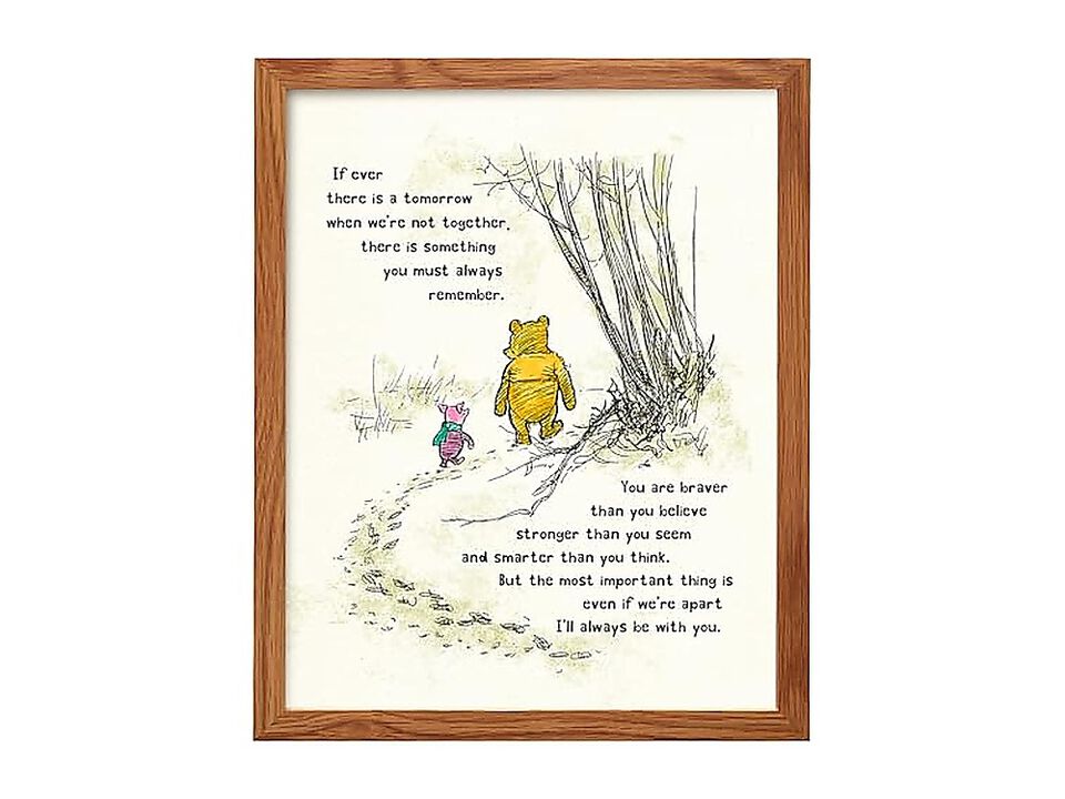 Winnie Wall Art Framed Pooh Kids Decor Boys Little Girls Bedroom Baby Nursery