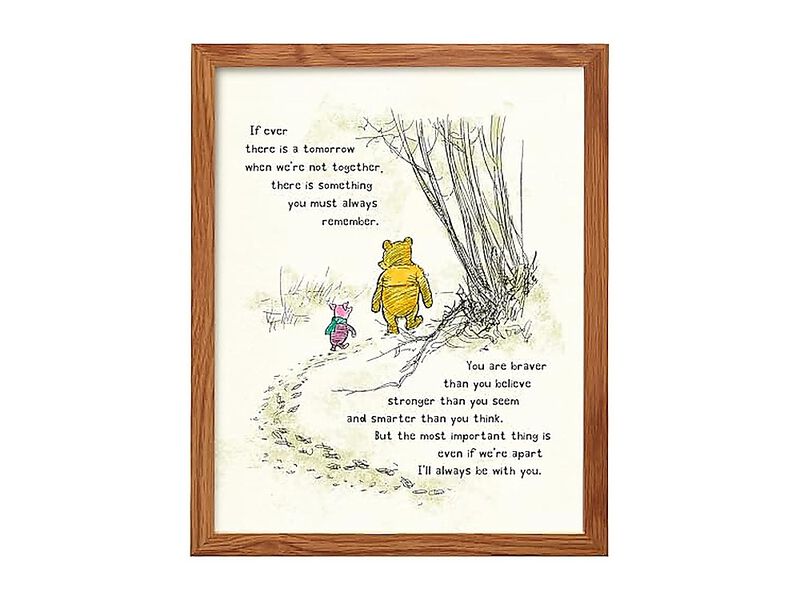 Winnie Wall Art Framed Pooh Kids Decor Boys Little Girls Bedroom Baby Nursery image number 0