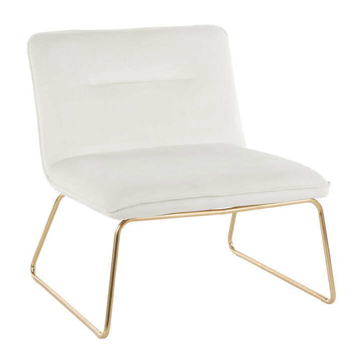 Casper Contemporary Accent Chair in Gold Metal and Cream Velvet by Lumi Source