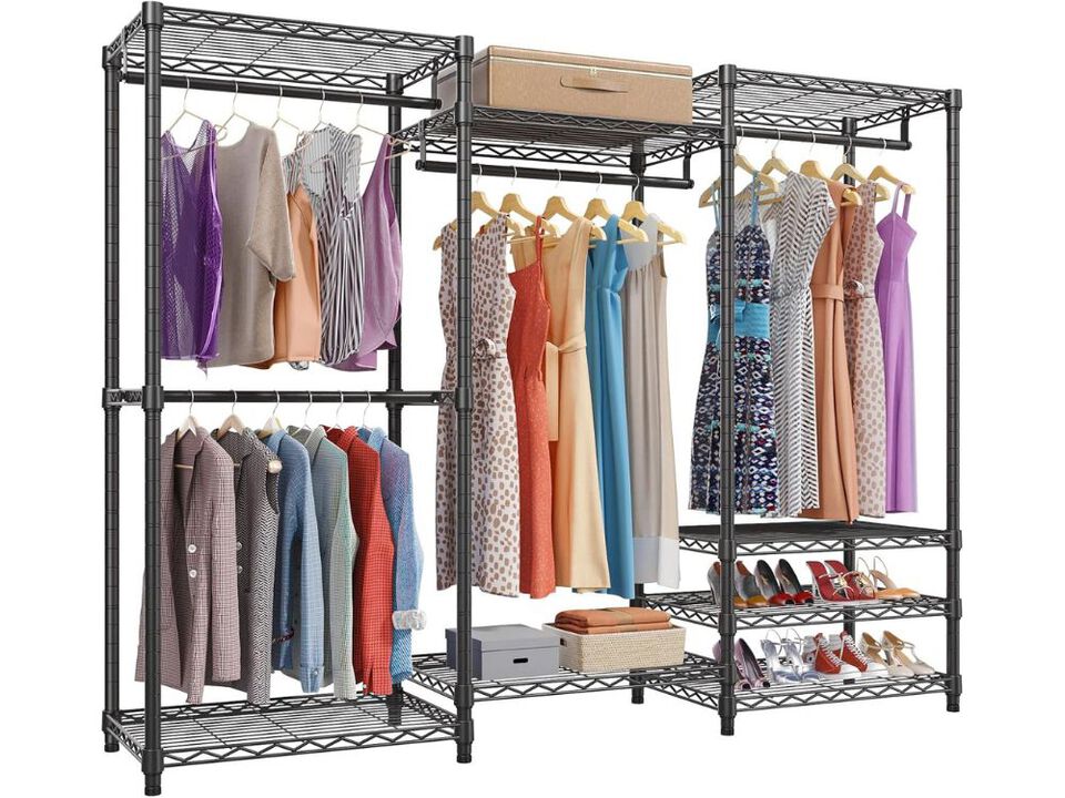 V5 Heavy Duty Clothes Rack | Portable Closet Wardrobe with 4 Hanging Rods