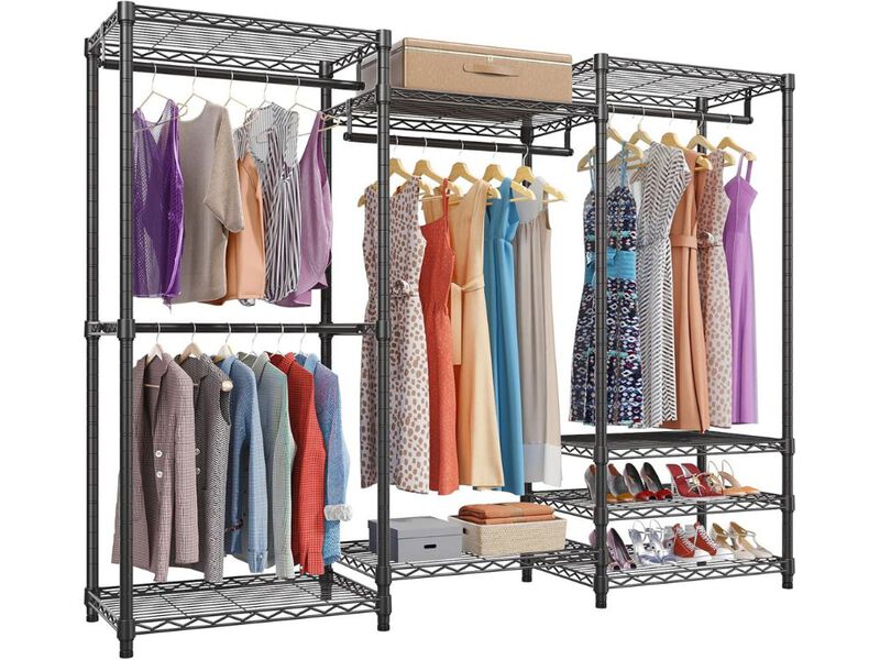 V5 Heavy Duty Clothes Rack | Portable Closet Wardrobe with 4 Hanging Rods image number 1