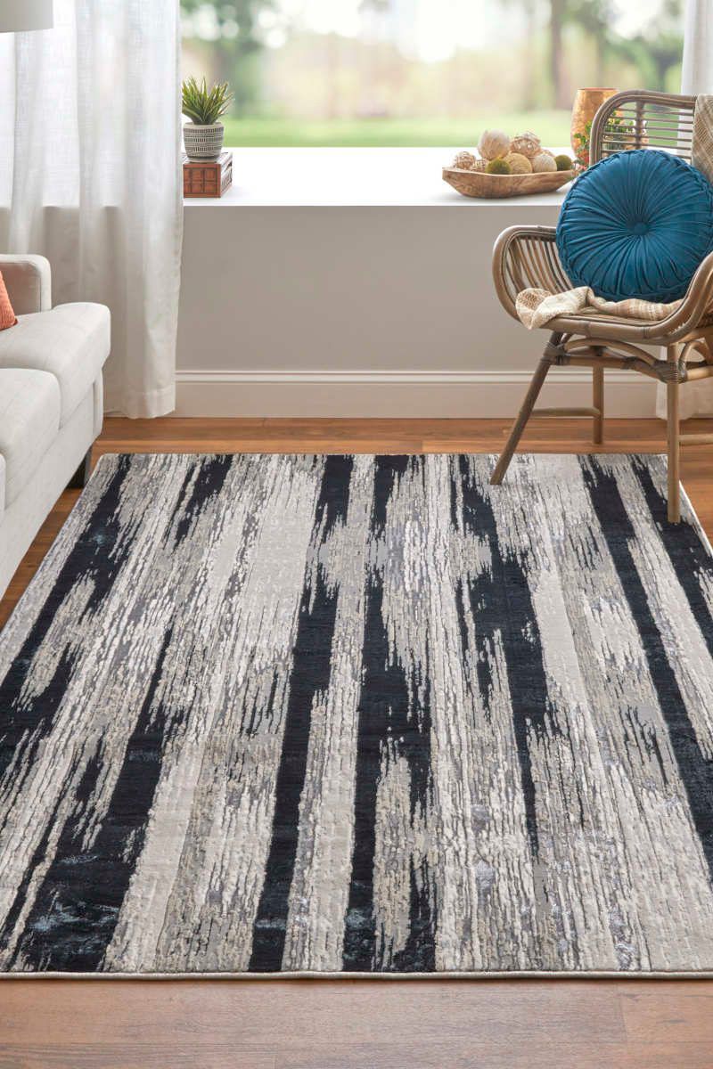 Micah 3338F Black/Silver 9'2" x 12' Rug image number 1