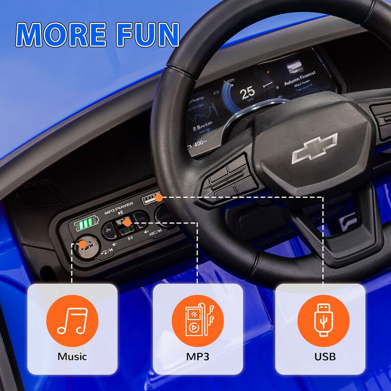 BreeBe 12V Chevrolet Silverado EV RST Licensed Kids Electric Car with Parent Remote Control, Spring Suspension image number 7