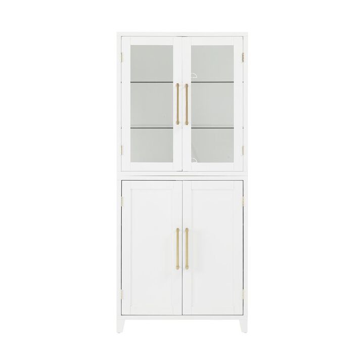 Roarke Pantry Storage Cabinet With Glass Door Hutch