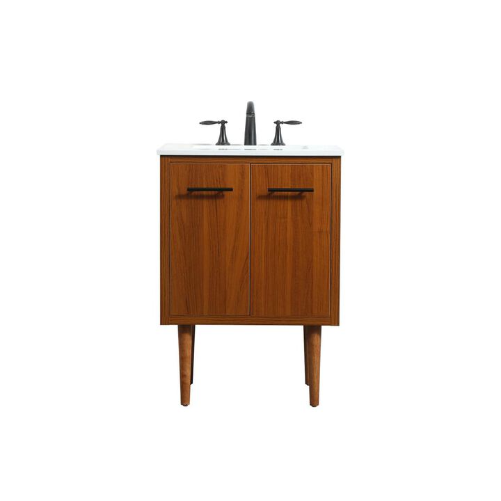 Elegant Kitchen and Bath 24 inch Single bathroom vanity in teak
