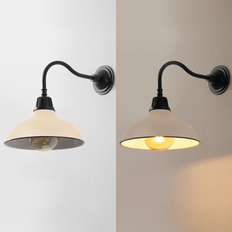 Aurora Farmhouse Industrial Indoor/Outdoor Iron LED Gooseneck Arm Outdoor Sconce