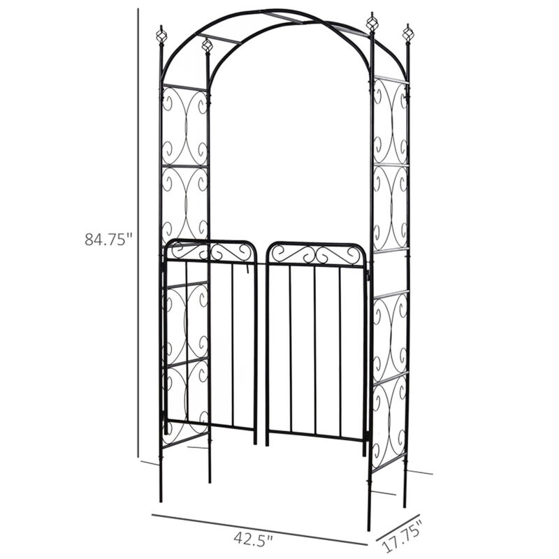 Garden Archway Metal Trellis With Gate For Climbing Plants & Outdoor Decor image number 2