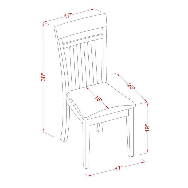 5 PC Kitchen Table set with a Dining Table and 4 Kitchen Chairs in Mahogany