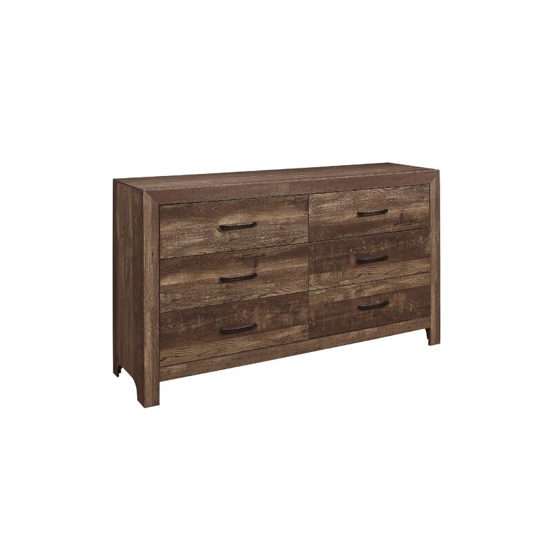 King Size Bedroom Set, Brown Finish, Panel Design, 5-Piece Set with Bed, 2 Nightstands, Dresser and Chest image number 6