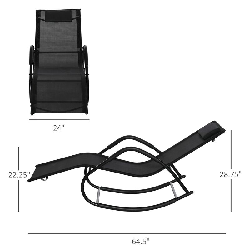 Black Outdoor Relaxer: Zero-gravity Rocking Sun Lounger for Poolside